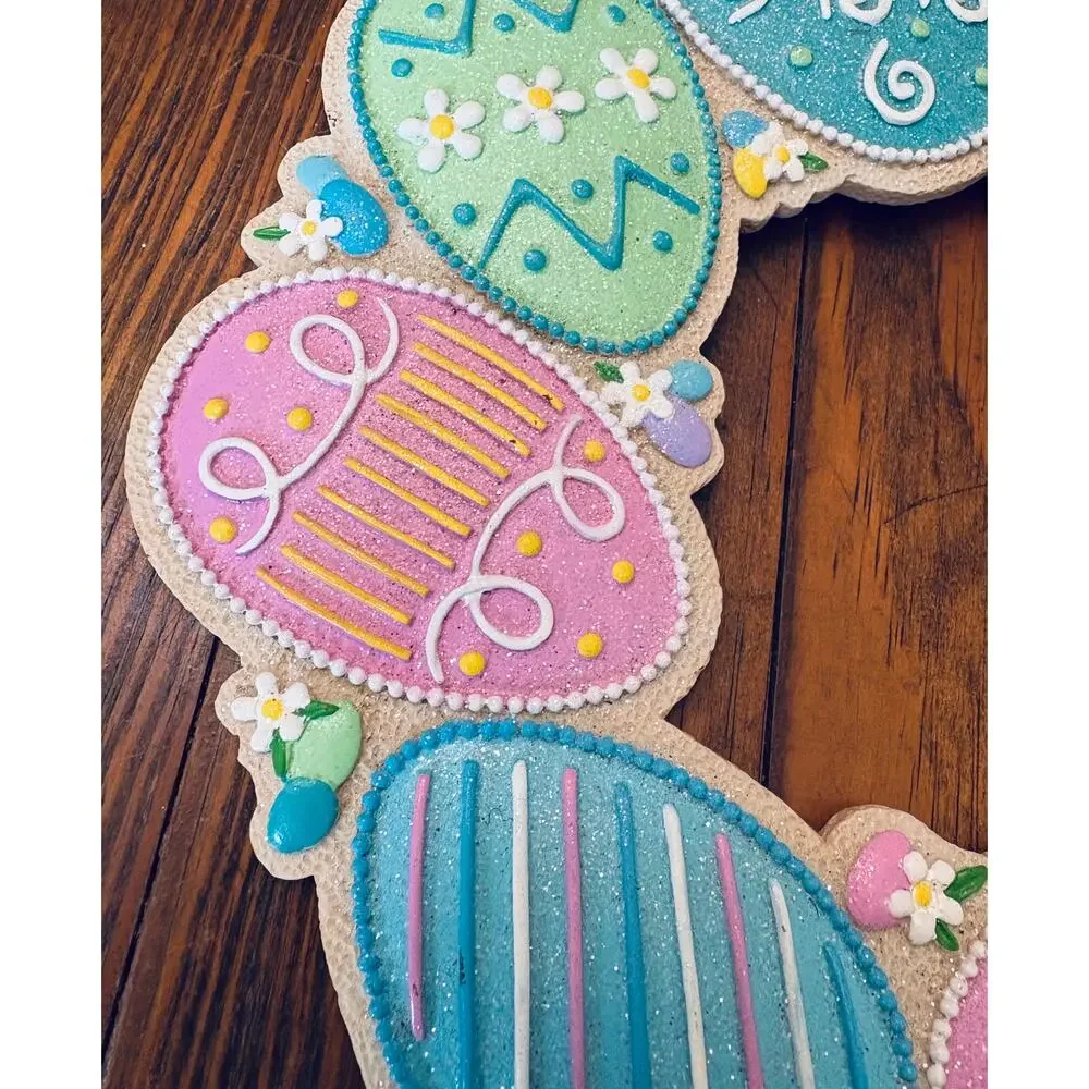 Colorful Pastel Spring Easter Egg Ceramic Wreath